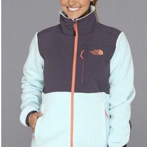 The North Face Women’s gray/light blue fleece jacket